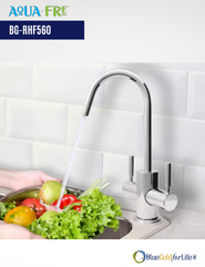 Ready Hot Brushed Nickel Double Handle High-arc Kitchen Faucet With Child Lock