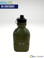 The 38oz canteen is very popular for those enjoying the great outdoors who want a large capacity hydrating capability.  The military style canteen fits into most standard canteen belt pouches.