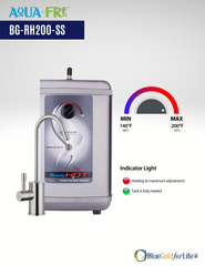 Ready Hot Instant Hot Water Dispenser with Chrome or Brushed Nickel Faucet minimum and maximum temperature