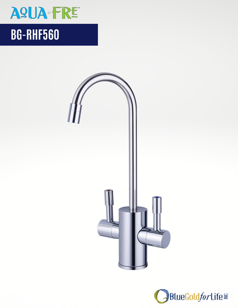 Ready Hot Brushed Nickel Double Handle High-arc Kitchen Faucet With Child Lock
