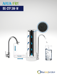 AquaFre Countertop Drinking Water Filtration carbon block System with easy installation (BG-CTP.5M-W)