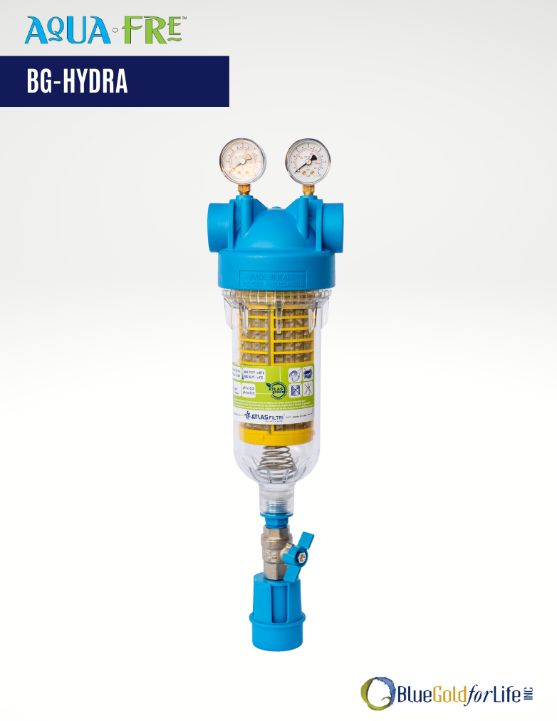 Hydra Self Cleaning Sediment Filter 90 Micron 1 NPT Blue Gold For hydra-self-cleaning-sediment-filter-90-micron-1-npt-blue-gold-for