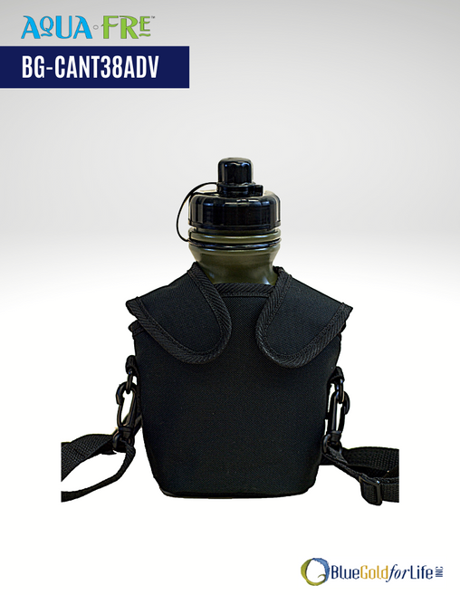 Premium Advanced Water Filtering Canteen 38 Oz. W/ Sling – Blue
